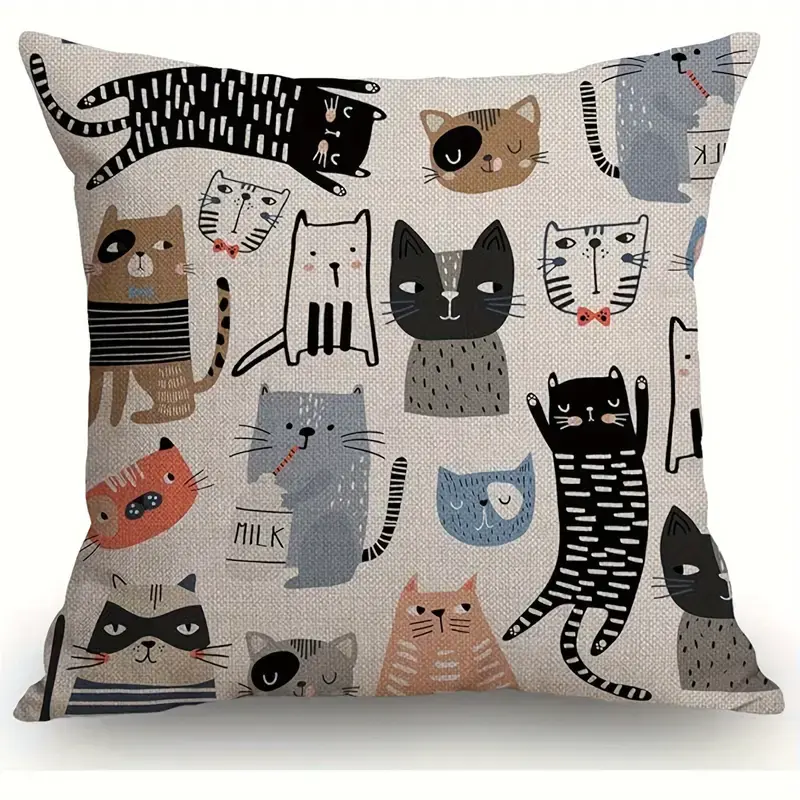Thumbnail: 1pc Throw Pillow Funny Cats And Milk Bottle Decorative Pillow