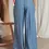 Thumbnail: Blue Wide Leg Lace up  Pants, Casual Drawstring Loose Pants Womens Size Med