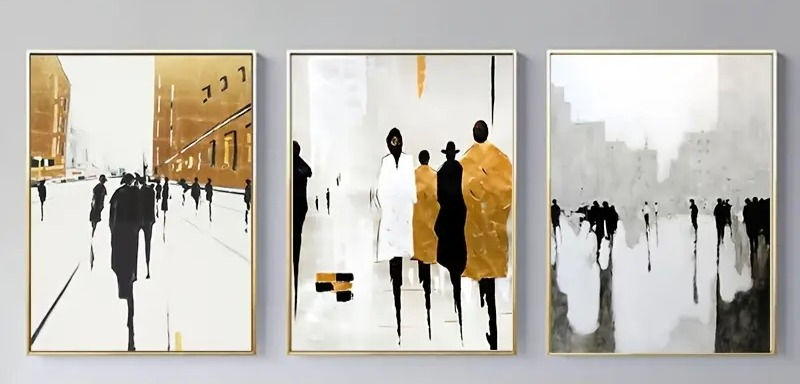Thumbnail: Franz Kline 3pc Abstract Painting Pedestrians