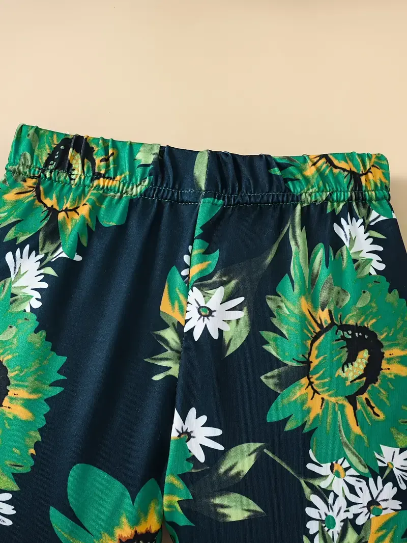 Thumbnail: Girls 2 Pc Green Flowered Pant Set Girls & Toddlers sizes