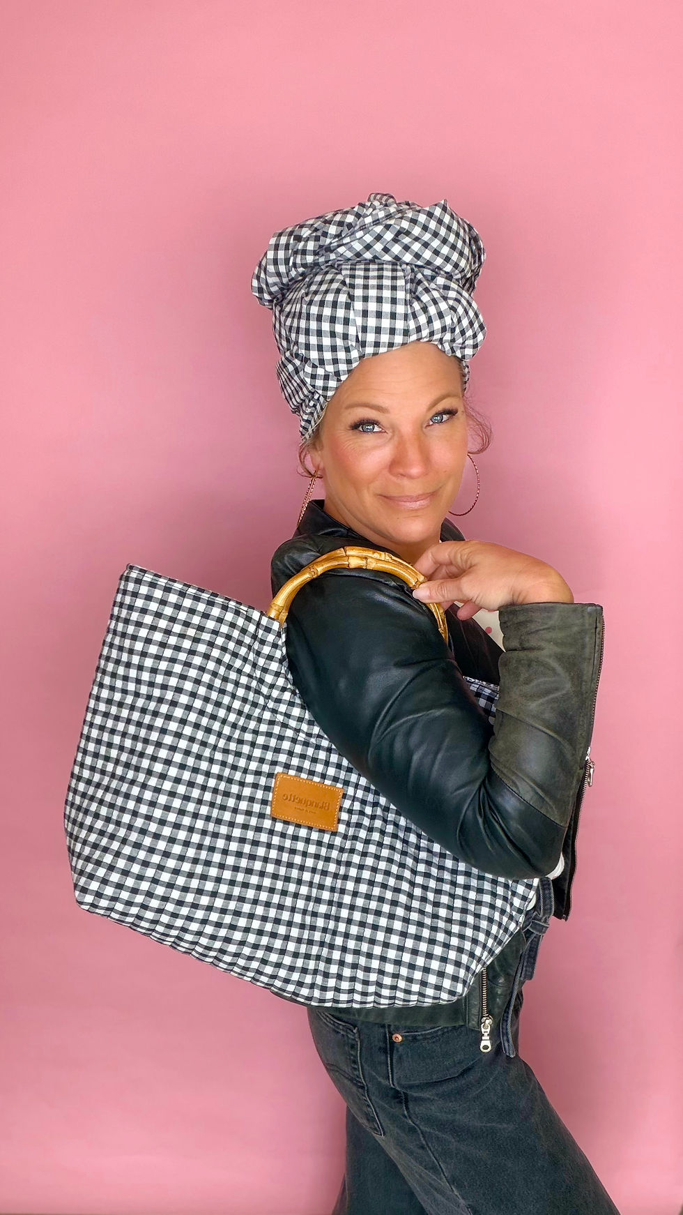 Miniature : Midi matelassé vichy Noir et Blanc