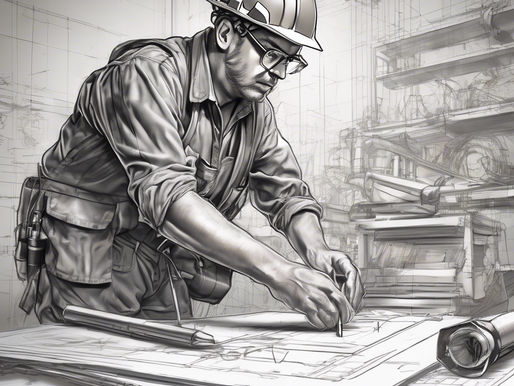 an architect carefully examines blueprints