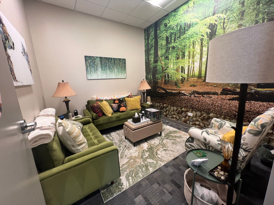 Office 11- Forest green with wolves and bears
