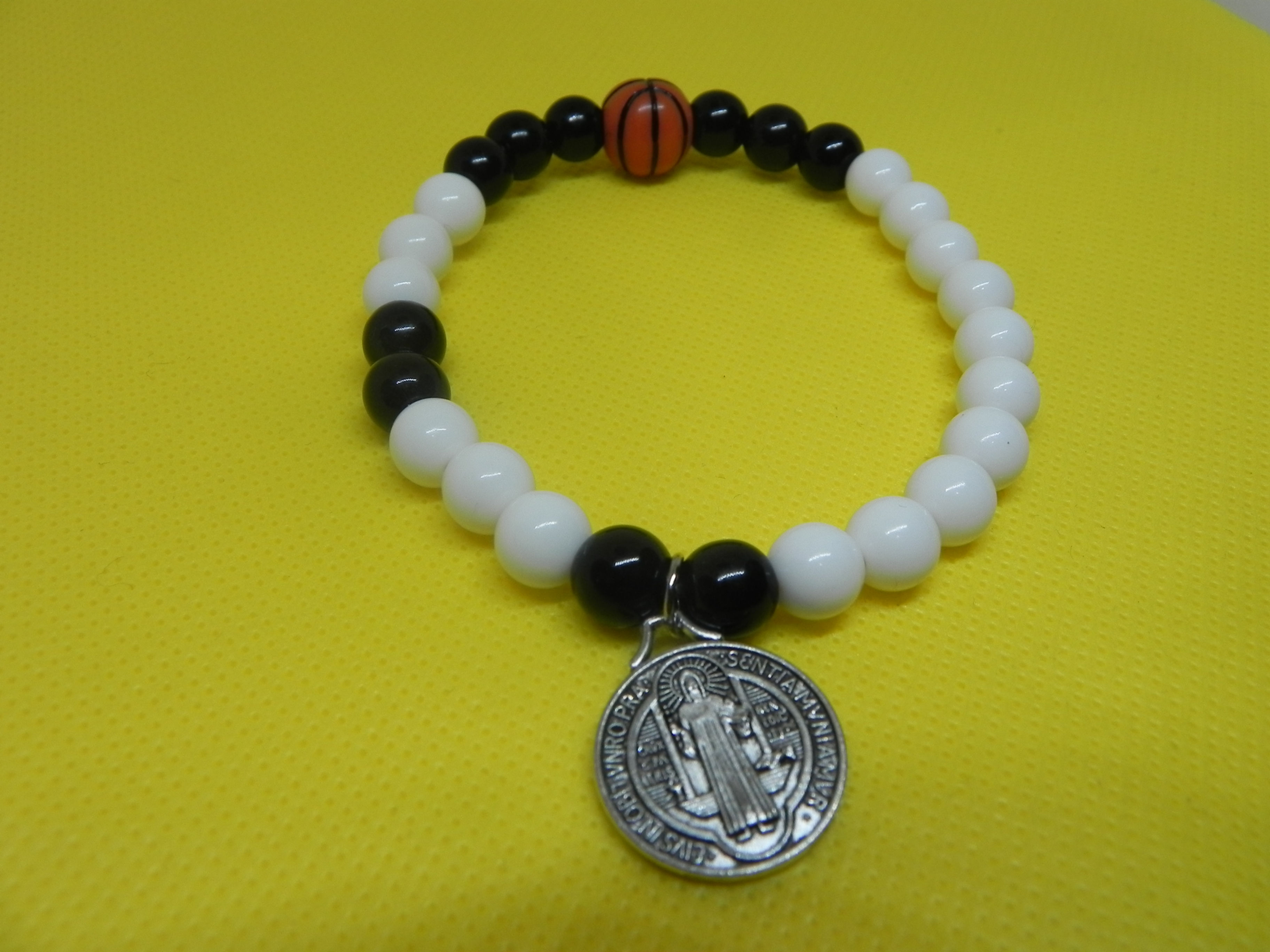 Basketball Bracelet with St. Benedict Charm