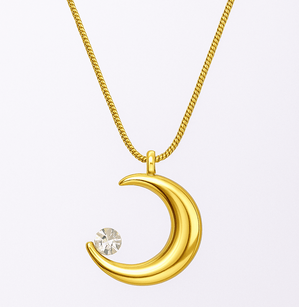 Golden Crescent Moon & Star Pendant