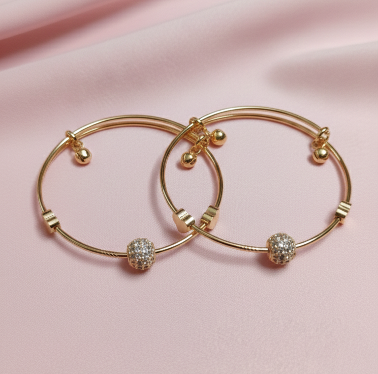 Disco Radiance: Crystal Sphere Gold Cuff Bracelet