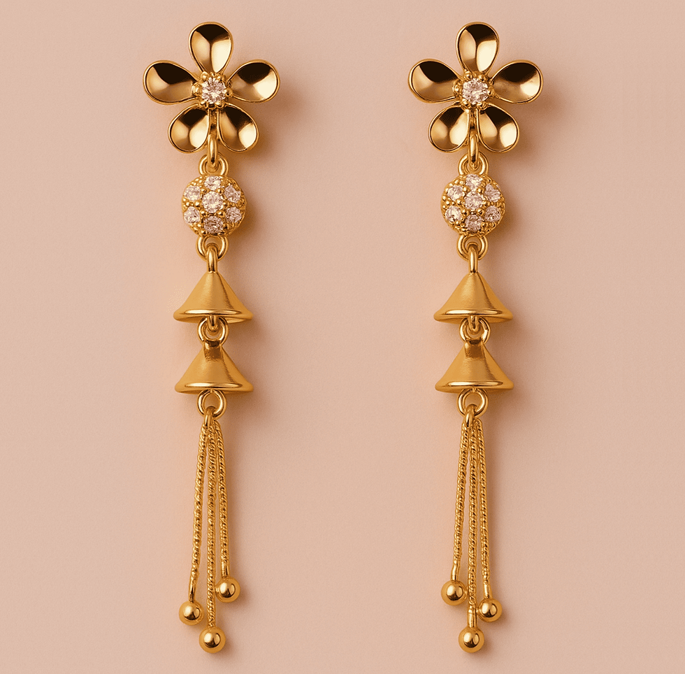 Gilded Cascade Flower & Tassel Drop Earrings