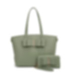 Sage green tote handbag with matching wallet