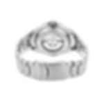 Silver automatic watch, back view, stainless steel band