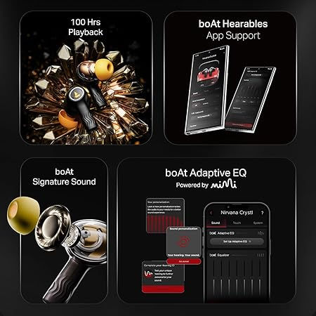 Thumbnail: boAt Hearables App Support, 100 Hrs Playback, boAt Signature Sound, boAt Adaptive EQ Shopizo