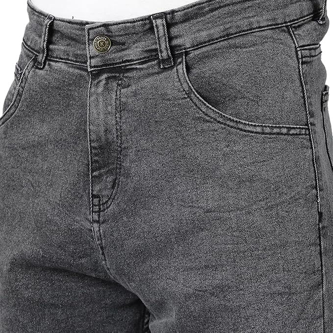 Thumbnail: Close-up of gray denim jeans showing pockets and button Shopizo