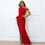Miniaturbild: Red sequin one-shoulder gown with thigh slit