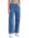 Woman wearing blue jeans and white shoes. Shopizo.