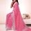 Thumbnail: Woman poses in pink saree with floral print on a white background.