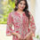 Thumbnail: Pistaa's Women Pure Cotton Paisley Printed A-Line Kurta with Pants Set