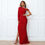 Miniaturbild: Red sequin one-shoulder maxi dress, side slit