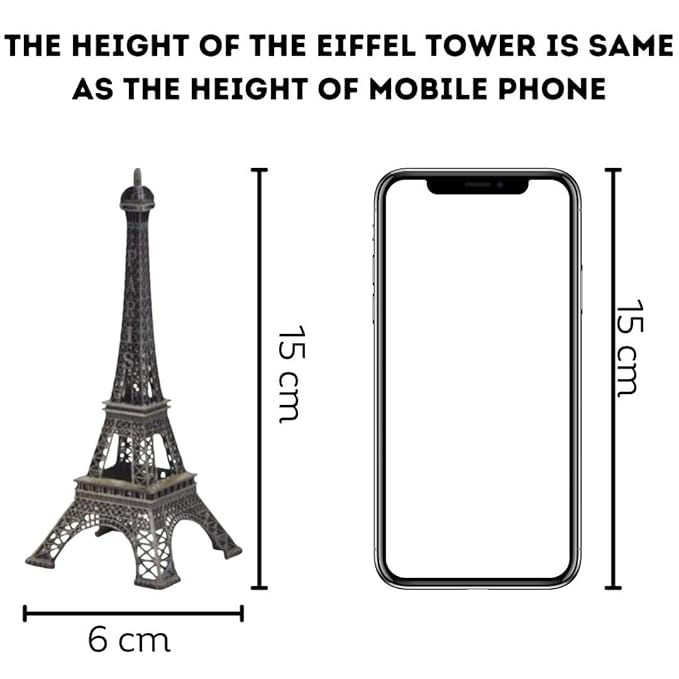 Thumbnail: Height of Eiffel Tower is same as phone, 15 cm each, vintage statue.