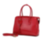 Red crocodile-embossed handbag with heart charm