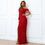 Miniaturbild: Elegant red one-shoulder maxi dress