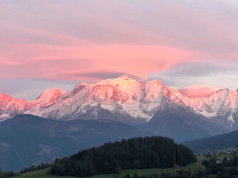 Mont-Blanc rose, au couché du soleil