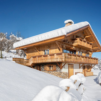 Snow-covered mountain chalet