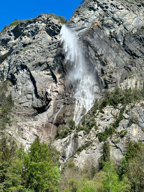 waterfall, mountain, rock, summer, Haute-Savoie
