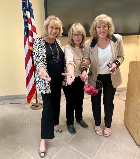 Marble Madness, the monthly Membership Meeting fundraiser, paid winner, member Ann Duran, $340.00 today. Shown are Jan Adams, Ann and Leslie Resnick at this March meeting.