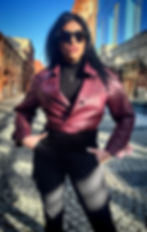 Stylowe kurtki ze skóry ekologicznej inspirowane YSL - Bordo