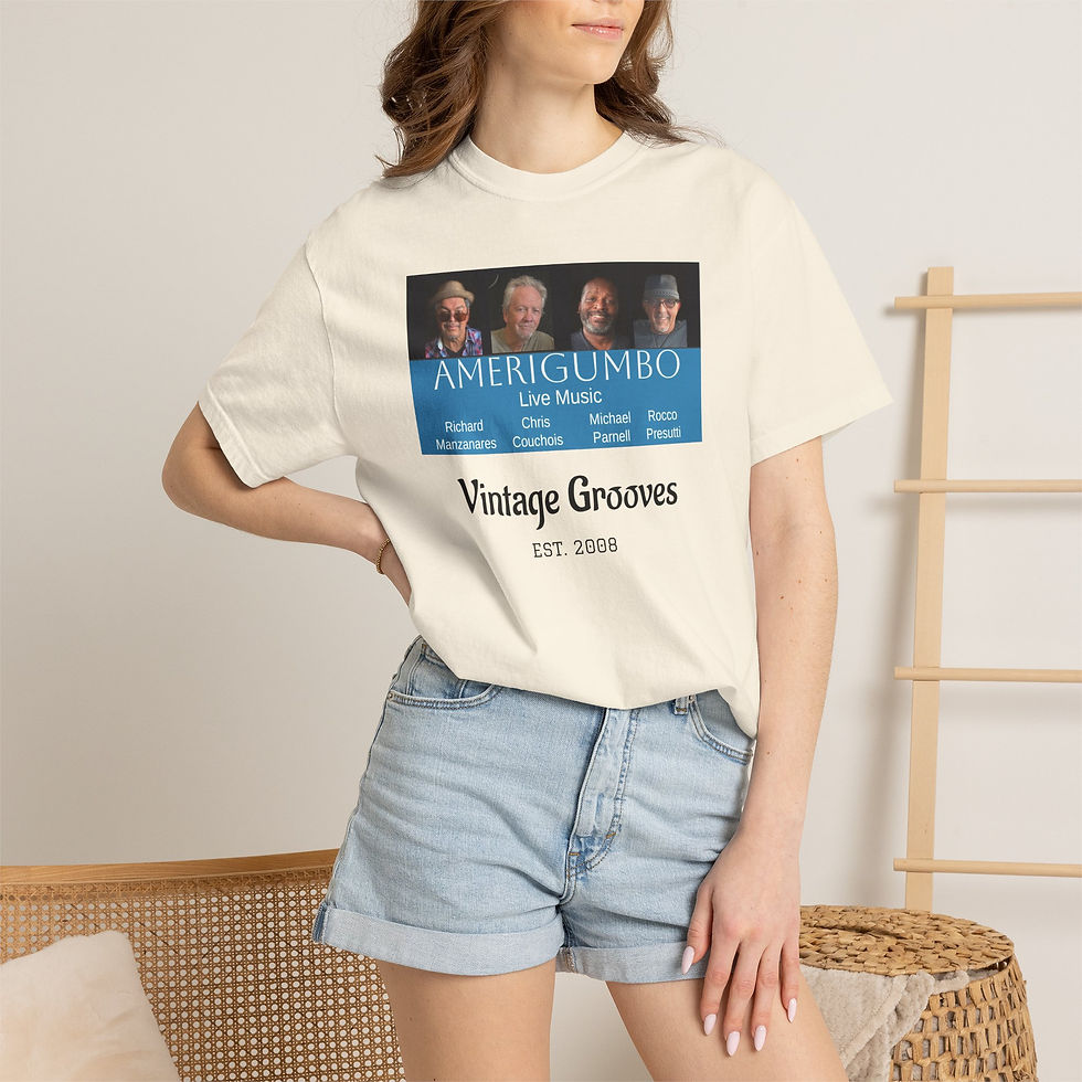 Thumbnail: Amerigumbo Vintage Grooves T-Shirt — Retro Band Photo Tee
