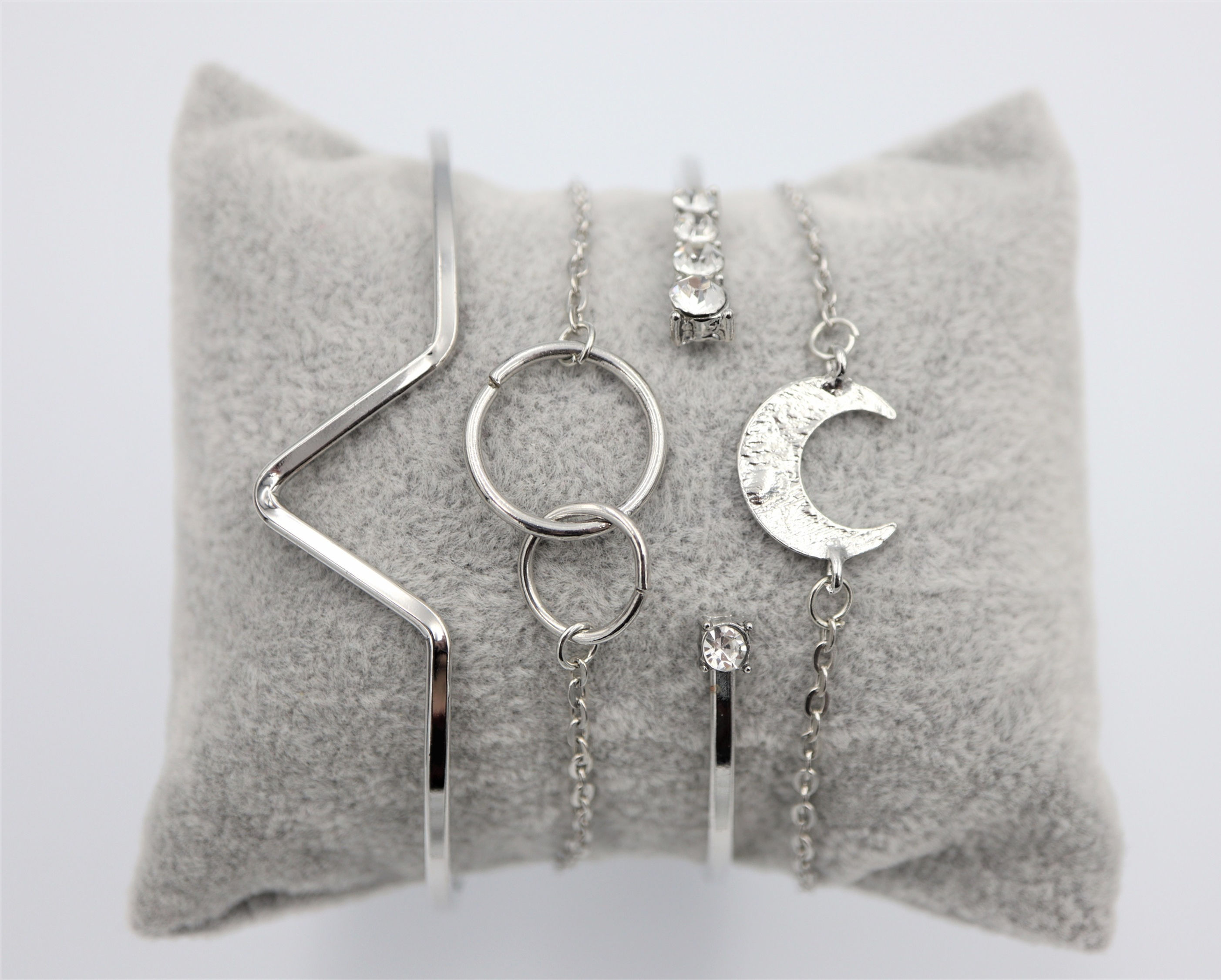 Silver Moon Bracelet Set