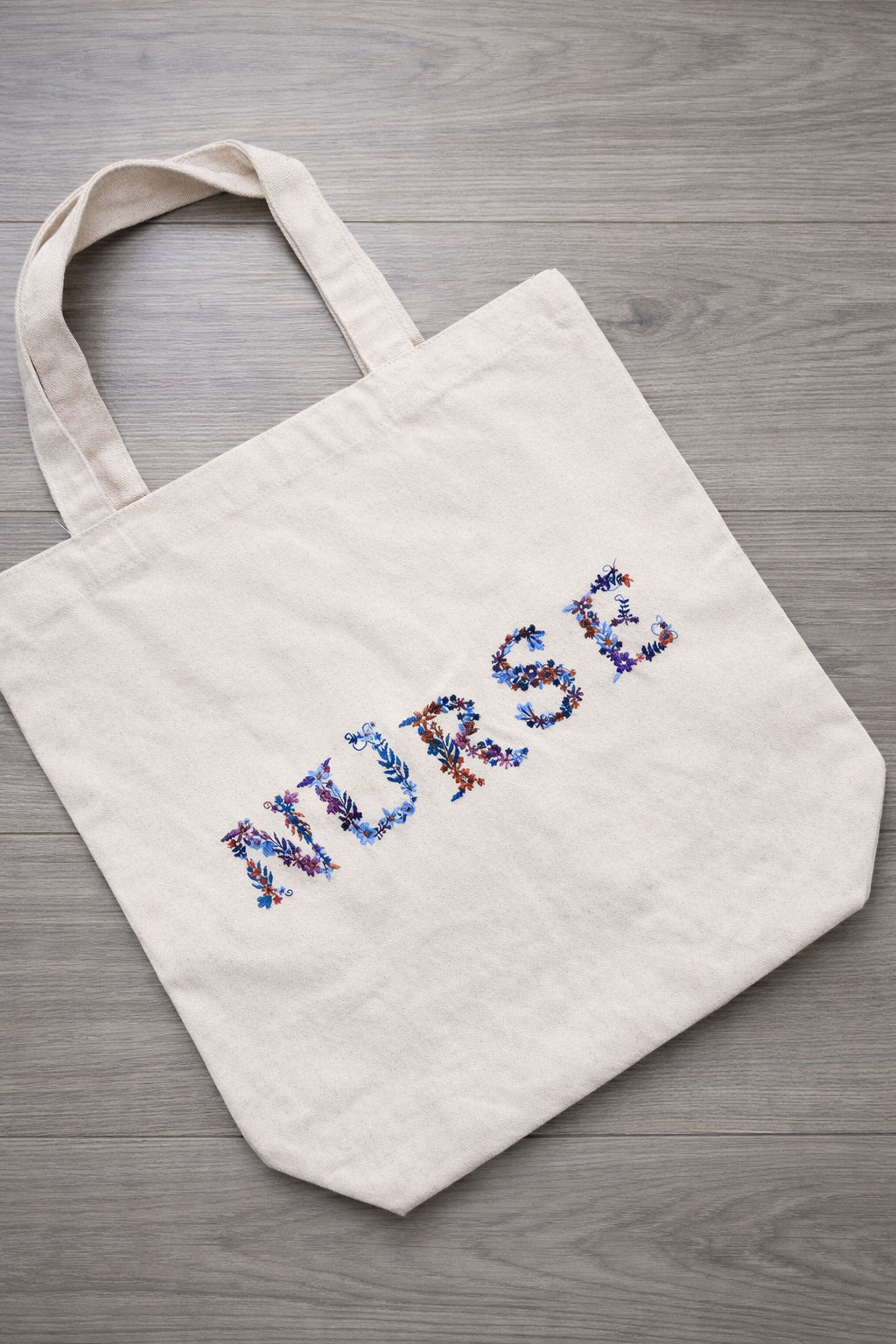 Embroidered Floral Nurse Tote Bag