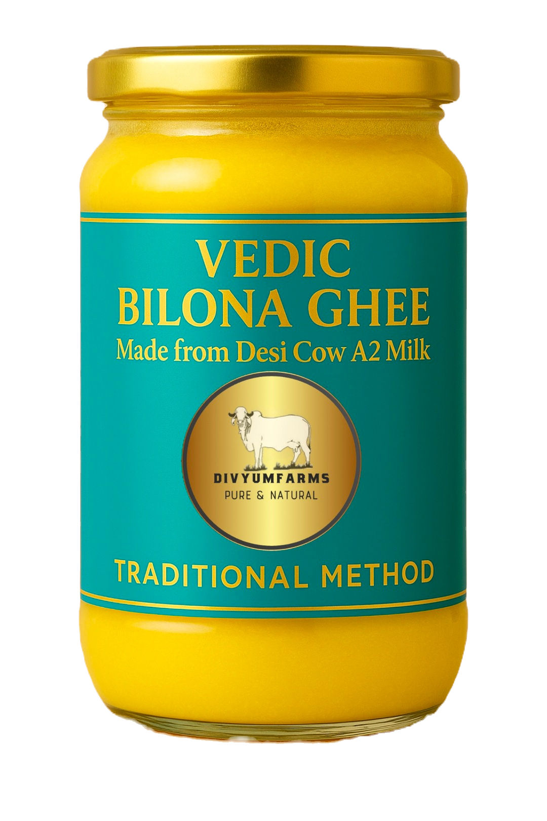 A2 Bilona Desi Cow Ghee 500 ml (Glass Jar)