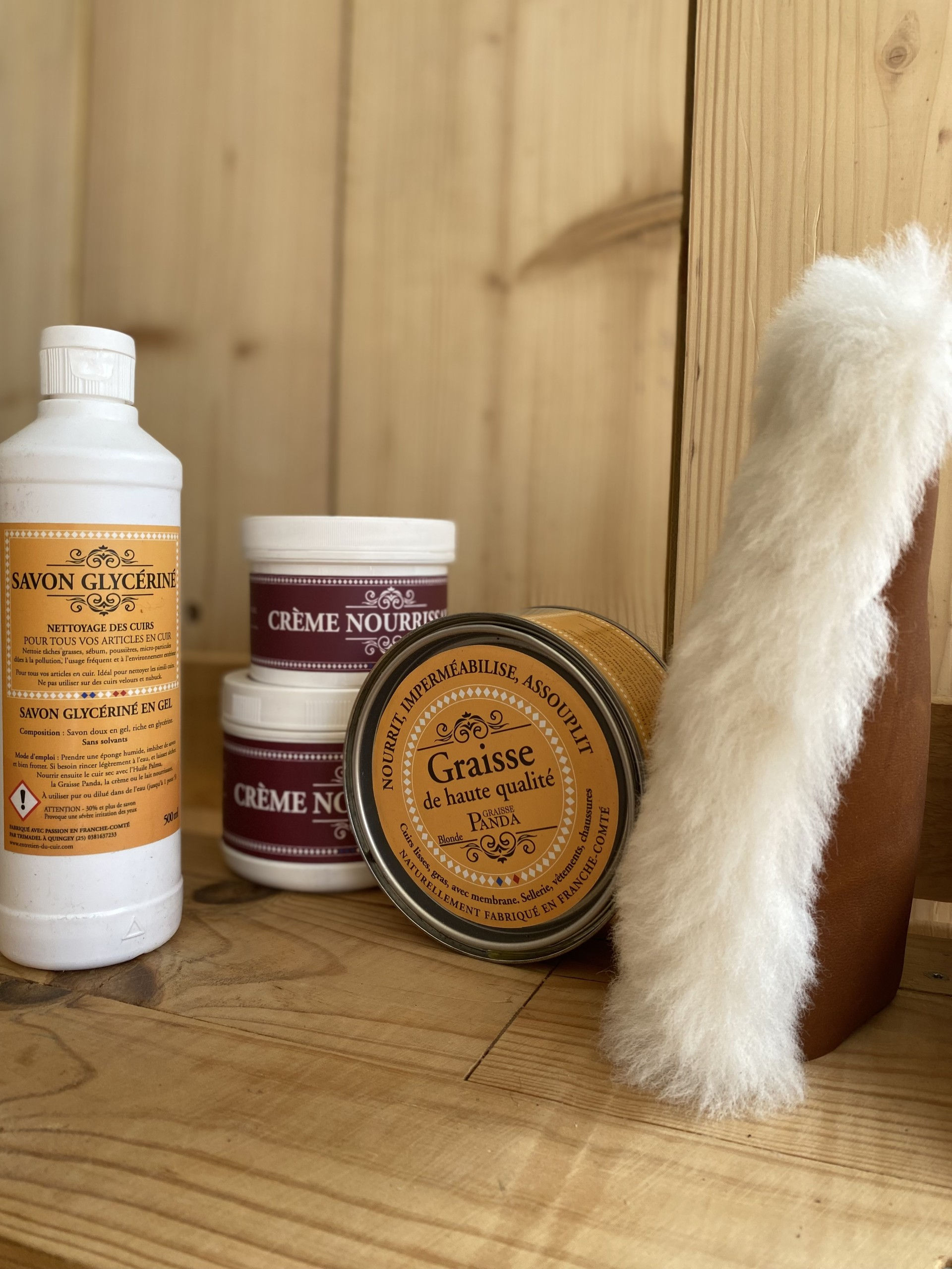 Gant de nettoyage en cuir et mouton véritable