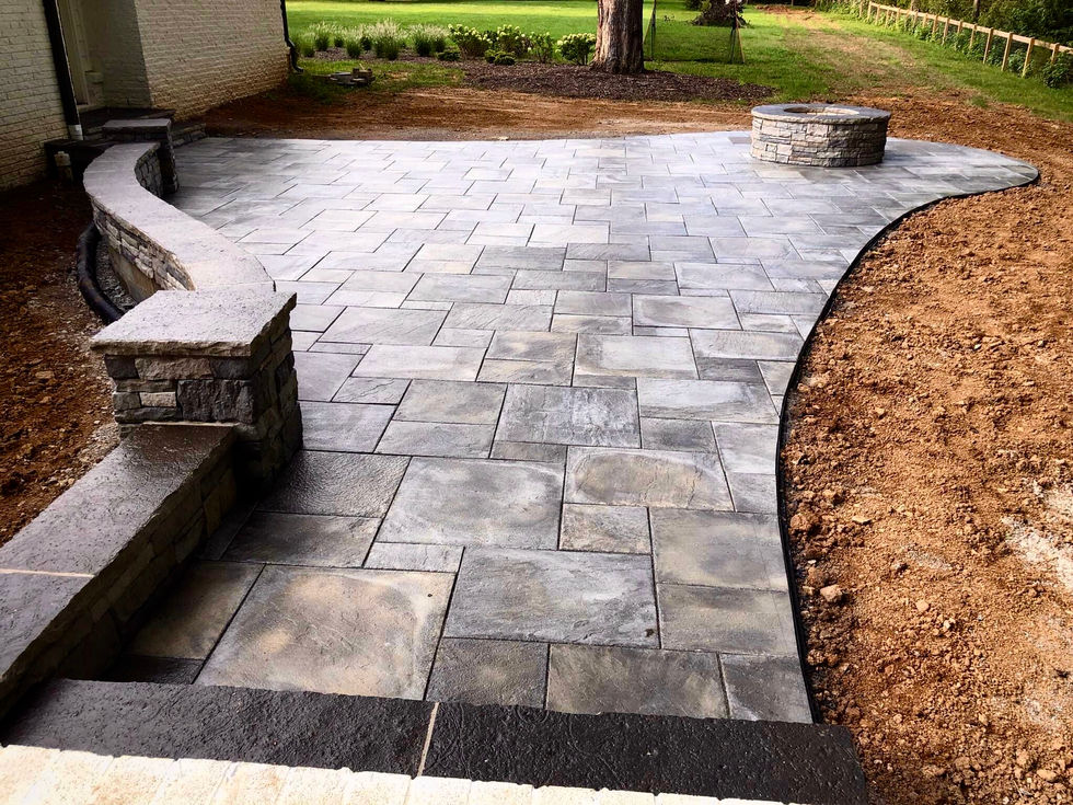 Decorative Paver Patio With Fire Pit
