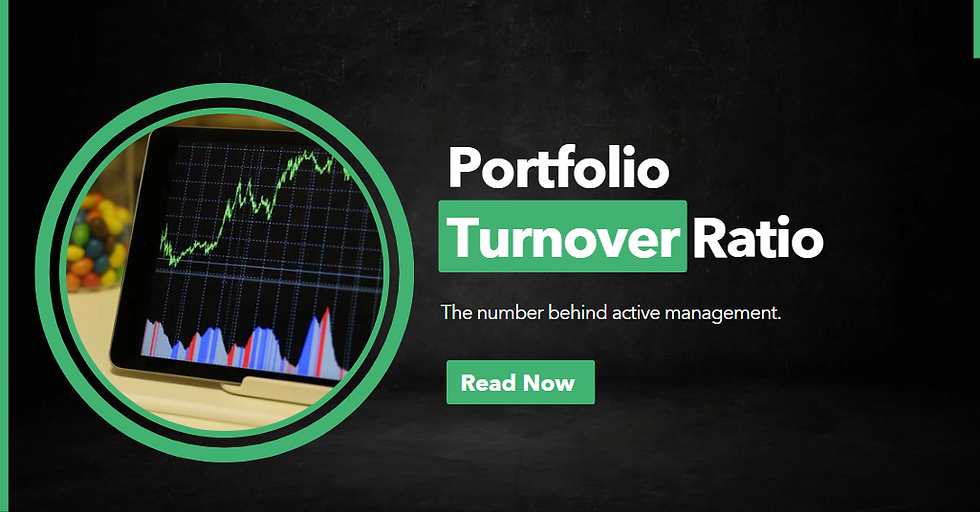Banner showing a tablet with stock charts, alongside the title Portfolio Turnover Ratio and a Read Now button.