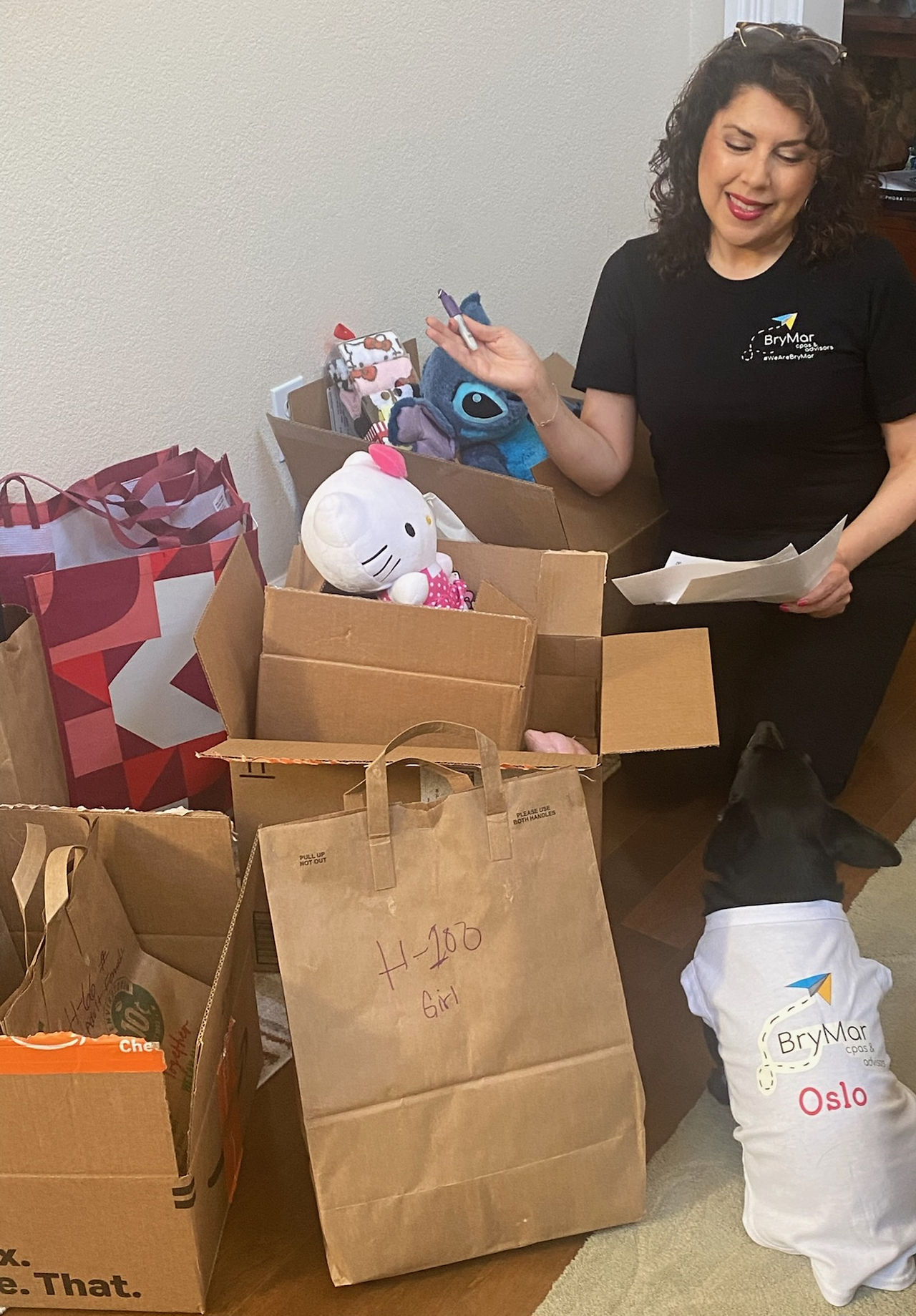 Sandy and Oslo Packing Boxes for a Client Event