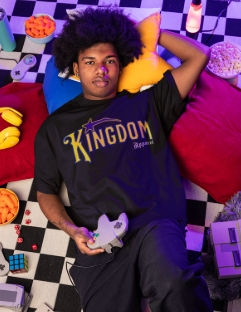 Models wearing Kingdom Apparel Christian streetwear hoodie and t-shirt with bold faith inspired graphics