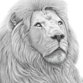 White lion charcoal drawing