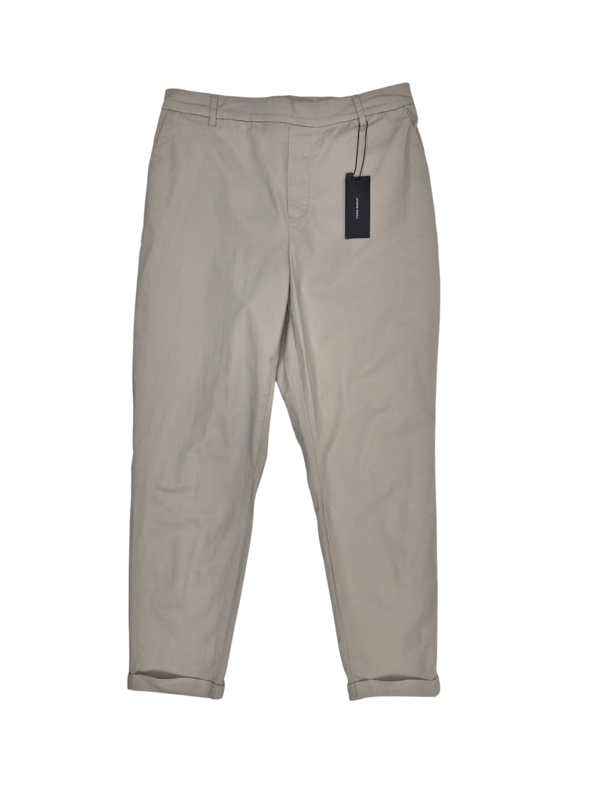 VERO MODA Damen Loose Cotton Pant Hose Gr. L (40) "32 in Silver Lining Beige