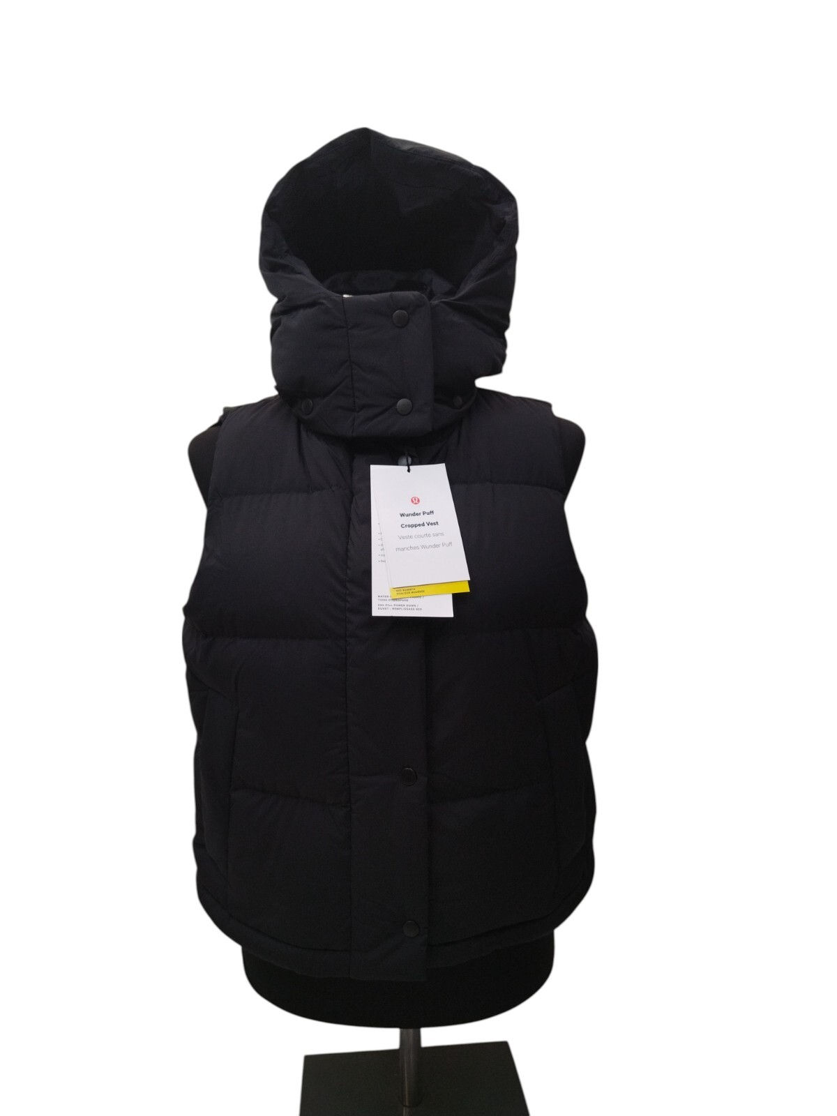 Lululemon Wunder Puff Cropped Vest Pufferweste Damen Weste schwarz Gr. 32