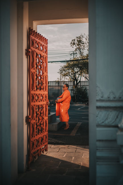 Monk at a temple in Bangkok