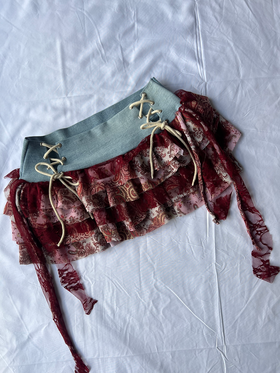 Minijatura: Boho Lace-Up Ruffle Skirt