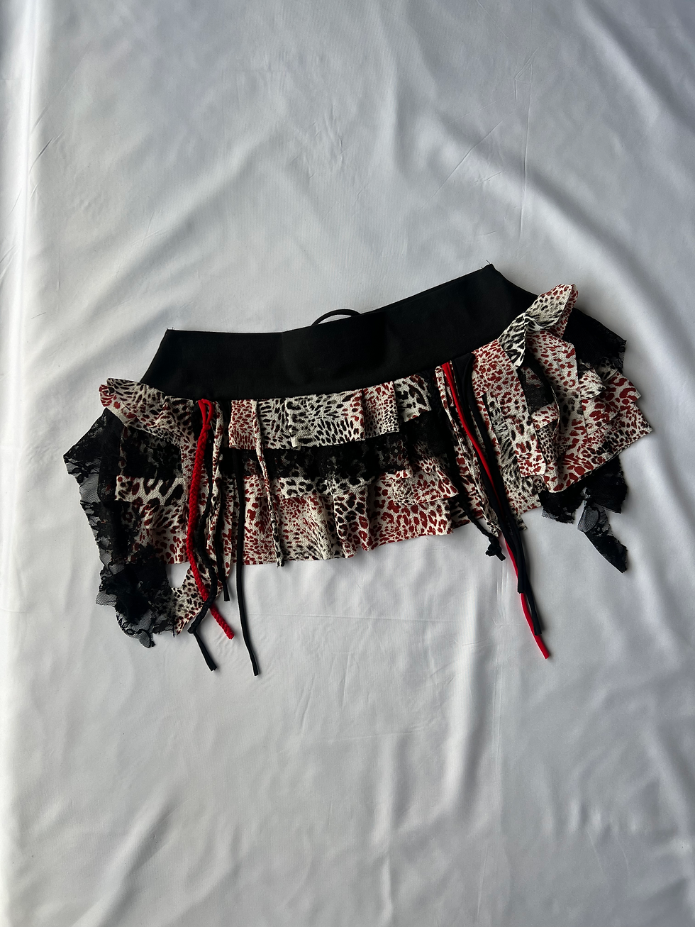 Minijatura: Black Lace-up Ruffle Skirt