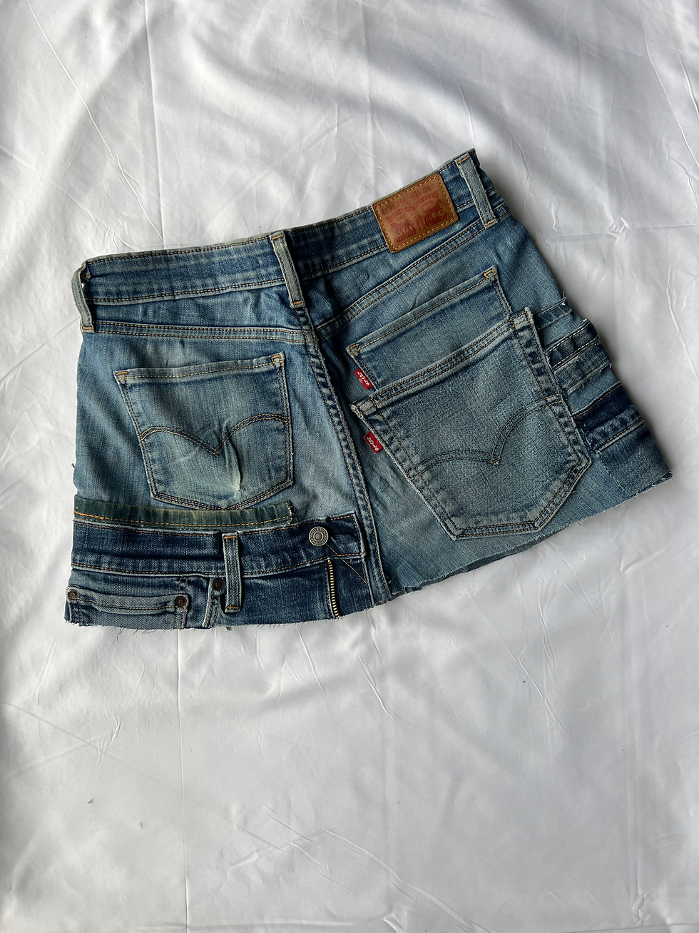Thumbnail: Levis Jeans Reworked Skirt UK 10