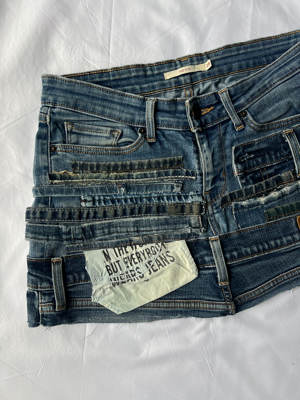 Thumbnail: Levis Jeans Reworked Skirt UK 10