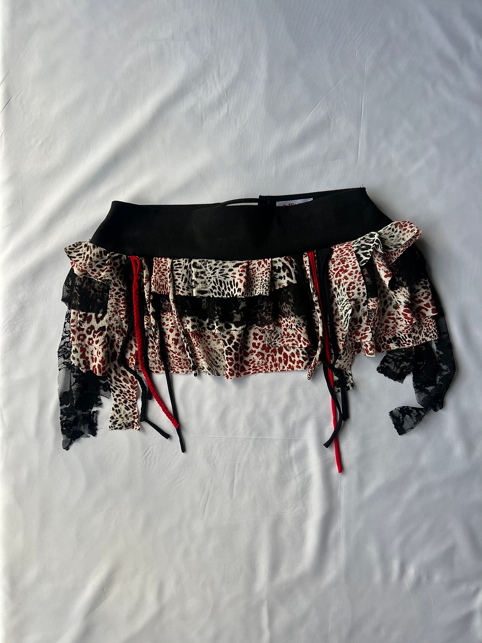 Thumbnail: Black Lace-up Ruffle Skirt