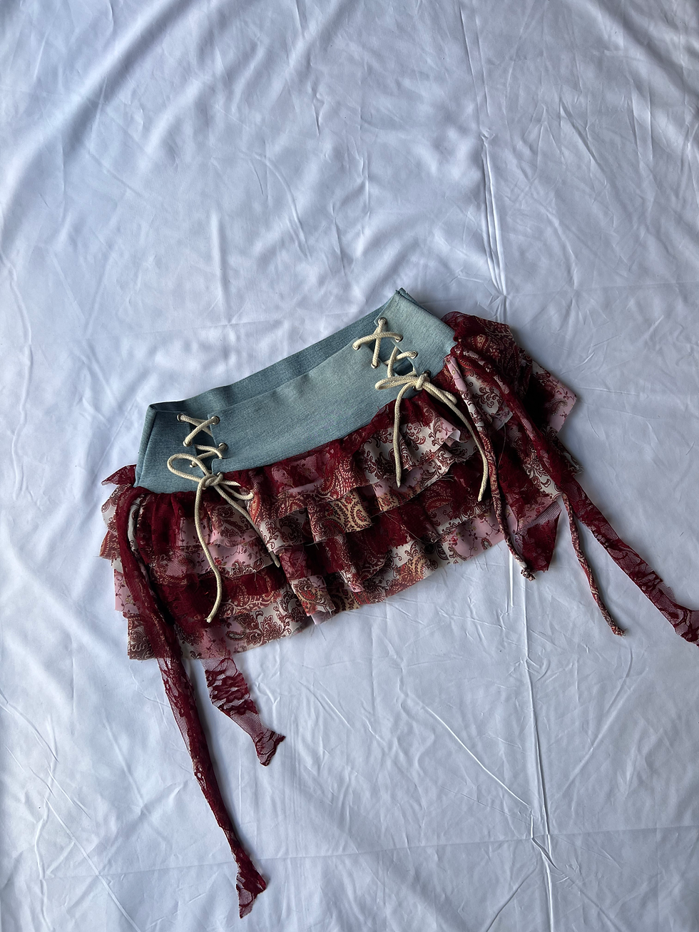 Thumbnail: Boho Lace-Up Ruffle Skirt