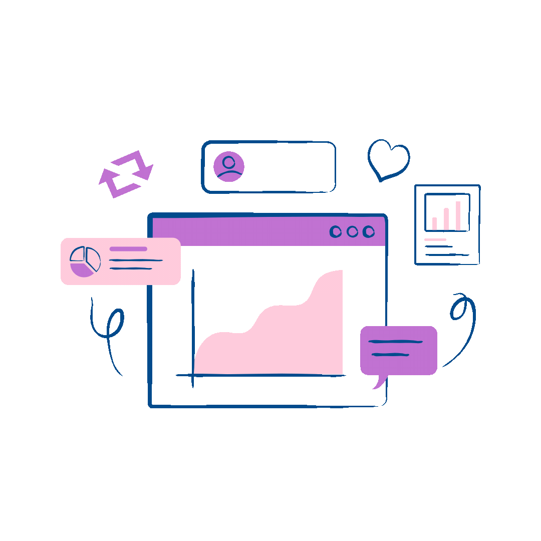 grafismo de página online com gráficos e comentários