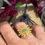 Thumbnail: Sunburst Ring - 18k Gold and Green Sapphire