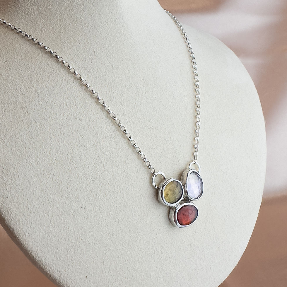 Bouquet Necklace - Silver, Tourmaline, Garnet and Ametrine